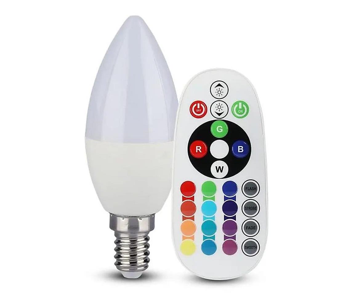 V-Tac LED RGB Stmívatelná žárovka E14/4,8W/230V 4000K + dálkové ovládání VT1075